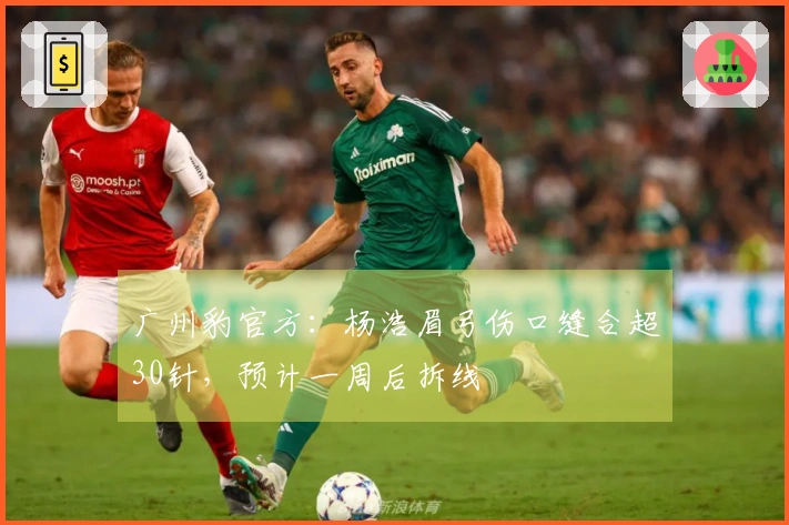 广州豹官方：杨浩眉弓伤口缝合超30针，预计一周后拆线