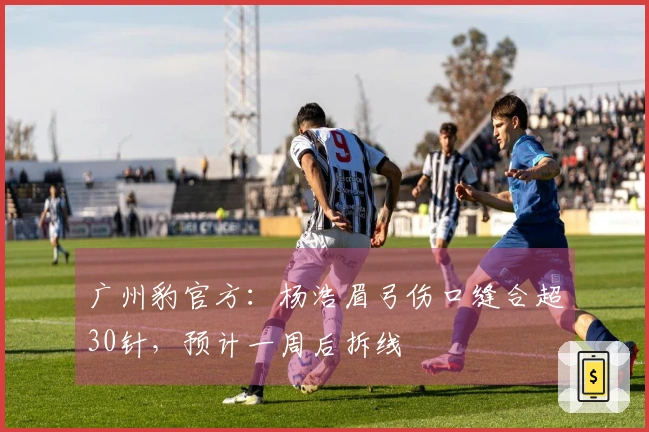 广州豹官方：杨浩眉弓伤口缝合超30针，预计一周后拆线